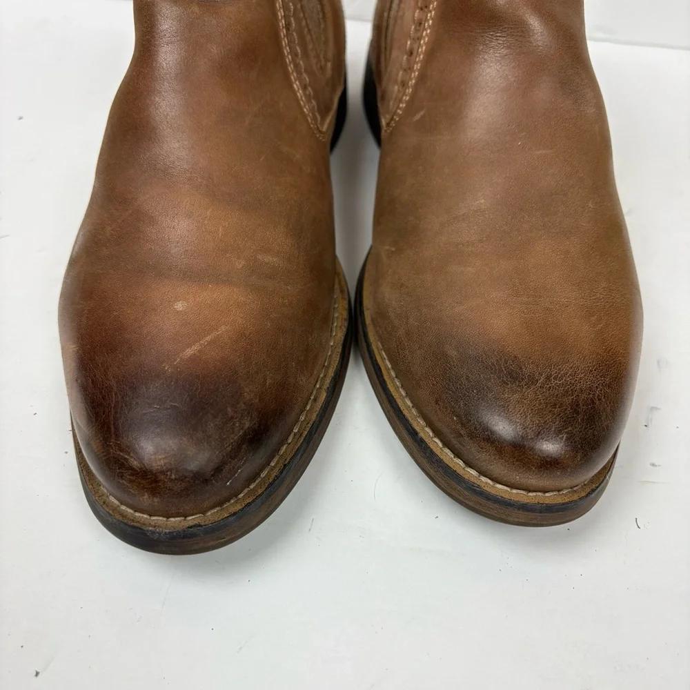 Steve Madden Paxton Men's Brown Leather Chelsea Boots Size 8 Burnished Toe